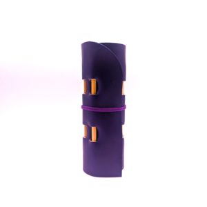 Hand- Dyed Leather Pencil Roll - Purple