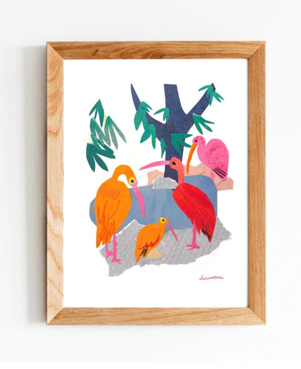Tropical Bird Collage -Digital Print