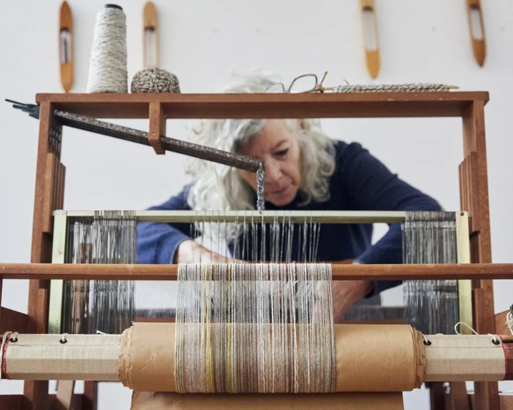 sally at the loom