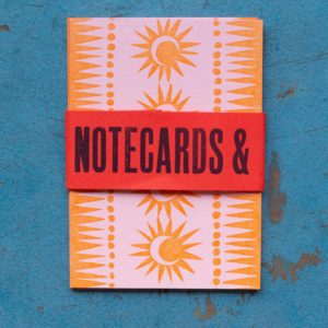 Pink & Orange Moon Star hand printed Notecards