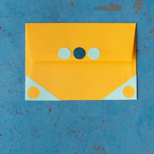 Citrine Yellow Envelopes with dark blue and green stickers