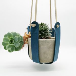 Leather Plant Holder: Green