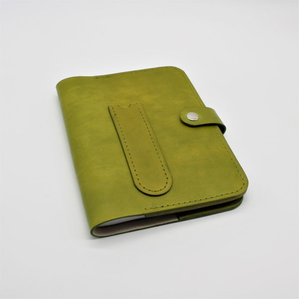 A5 Leather Notebook Cover - Olive Green