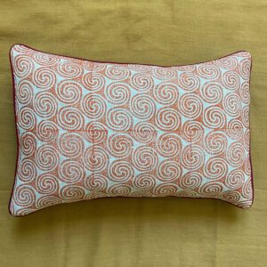 Hand Printed Cushion 'Triskel' Paprika
