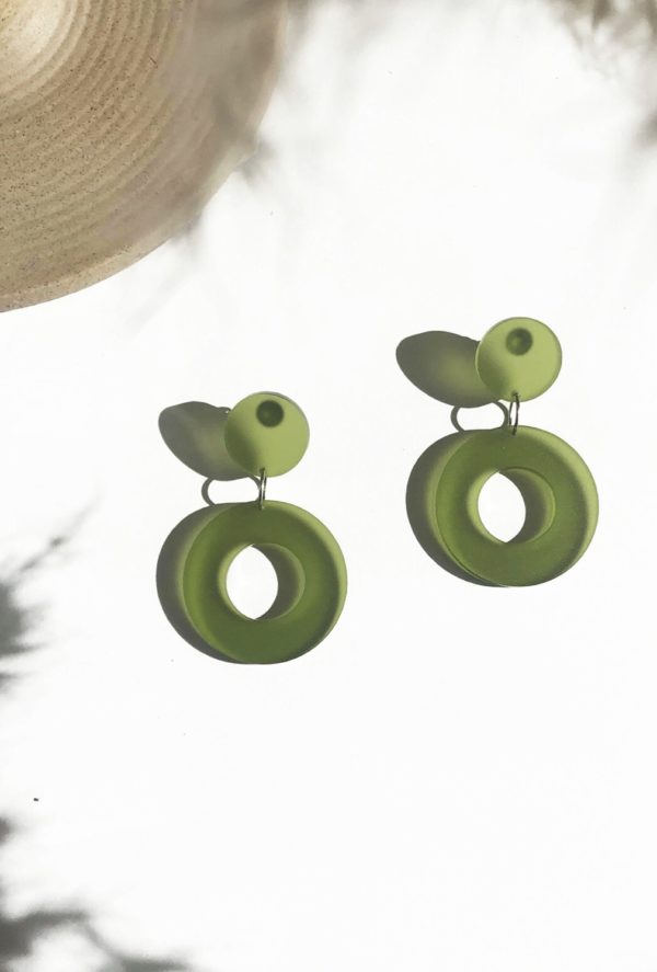 Cleo Donut Earrings In Frosted Lime