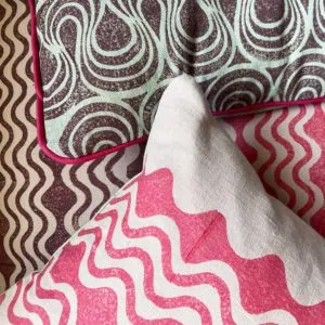 Hand Printed Cushion - Flo Pink on Pink