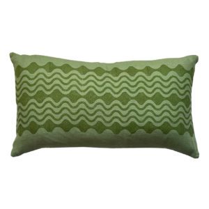 Hand Printed Cushion - Flo Green on Green
