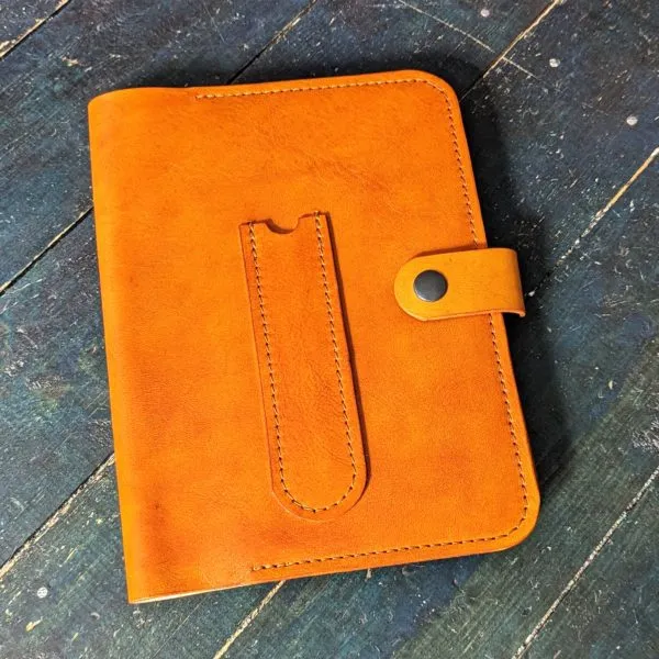 A5 Leather Notebook Cover - Orange