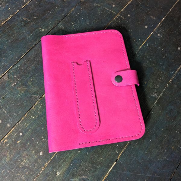 A5 Leather Notebook - Fuchsia Pink