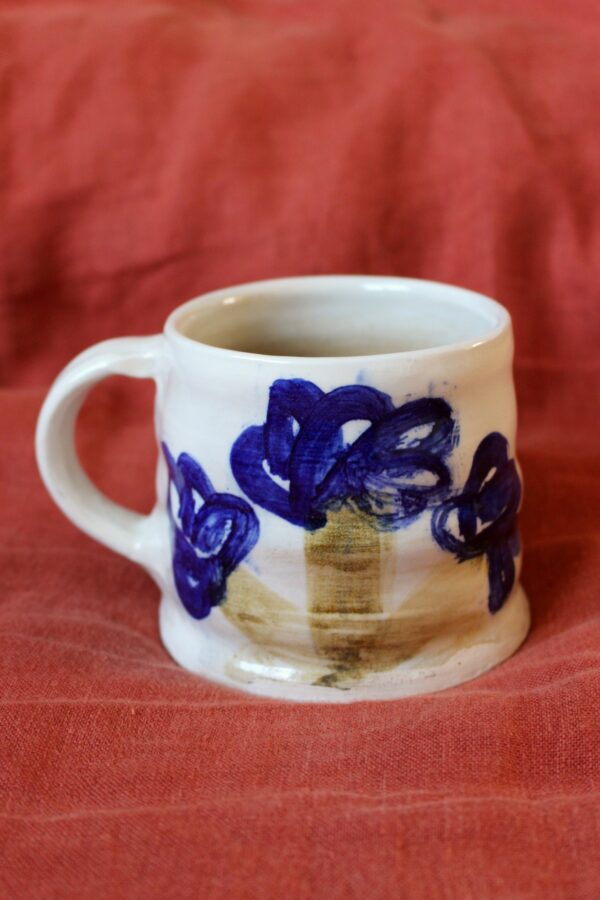 Blue Flowers Mug, White