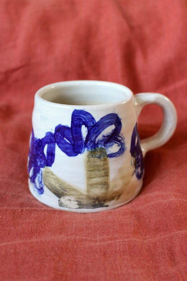 Blue Flowers Mug, White