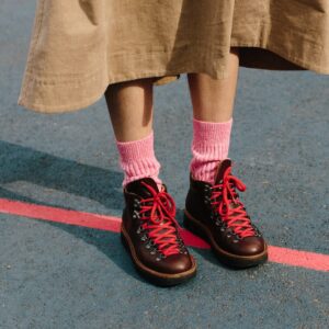 Coral pink socks made from recycled materials
