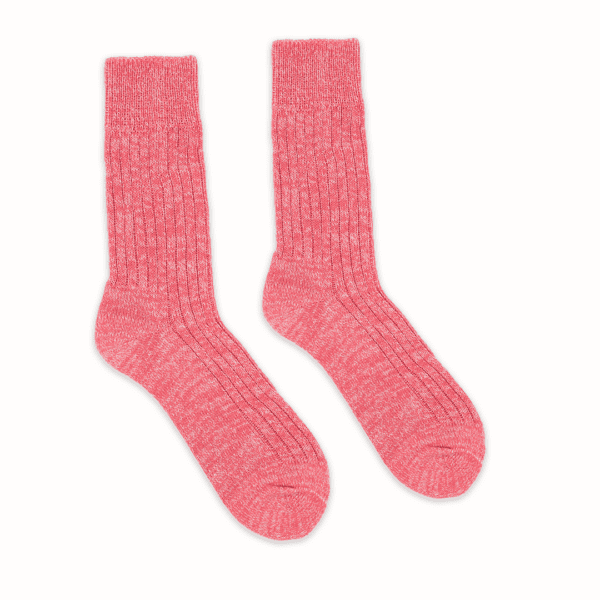 Coral pink socks made from recycled materials