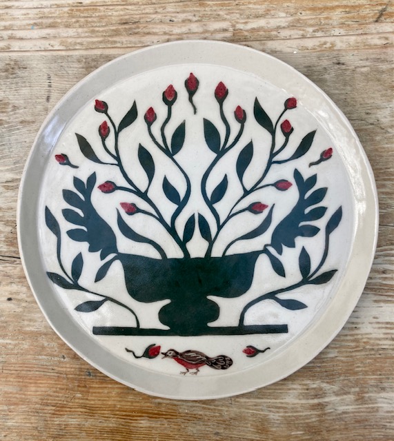 Flower-bowl, hand-built plate