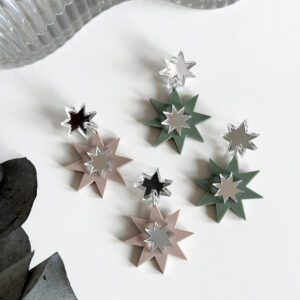 Starburst Statement Earrings In Pine Green / Mirror