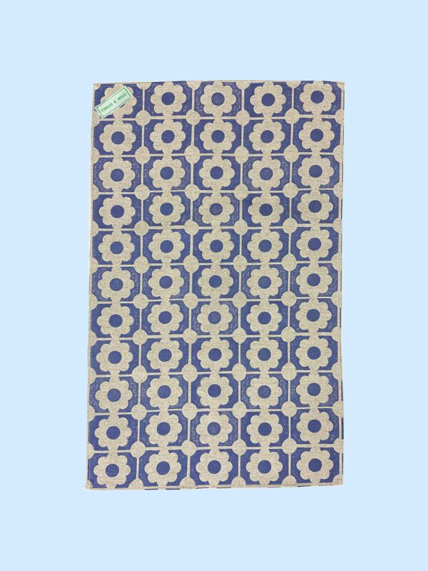 Linen Tea Towel - French Flower Blue