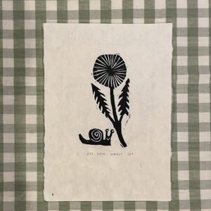 Eat Your Weeds - Little Snail - Original Linocut Print – Signed and Editioned