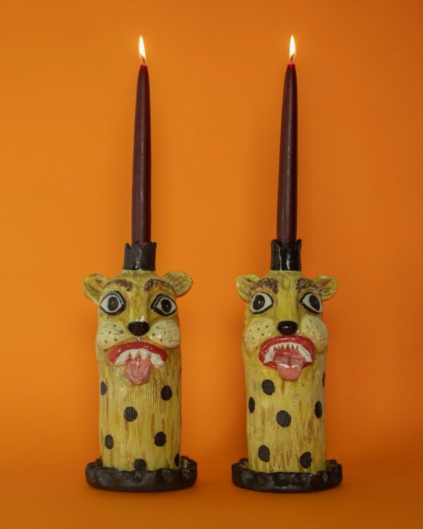 Leopard candlesticks