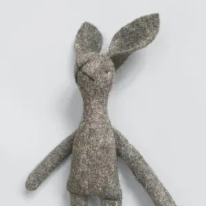 Natural Wool Bunny filled with organic wool and organic lavender CHARCOAL