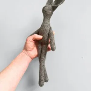 Natural Wool Bunny filled with organic wool and organic lavender CHARCOAL