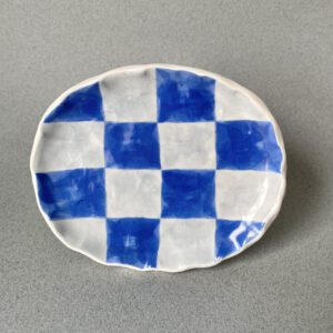 Blue Checkered Soap Dish