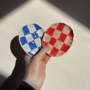 Blue Checkered Soap Dish