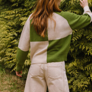 COTSWOLD KNIT - Check Cardian - Snowdrop - view from behind