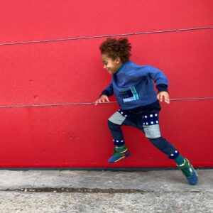 Heron running blue sweat