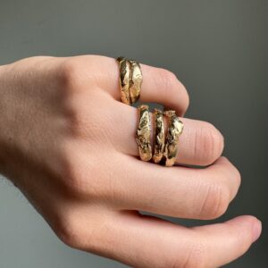 Gold Textured Stacking Rings Tullio Jewellery