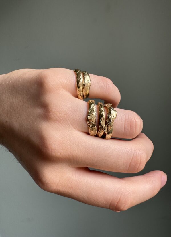 Gold Textured Stacking Rings Tullio Jewellery