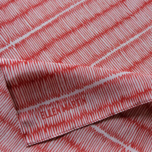 Silk square scarf in red and white Tatami pattern.