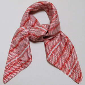 Silk square scarf in red and white Tatami pattern.