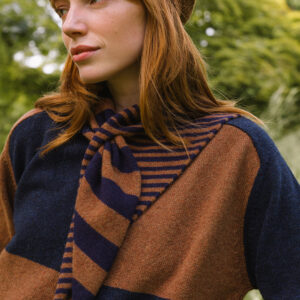 COTSWOLD KNIT - Notgrove Neckerchief - Suede - the full set with check cardigan - facing forward